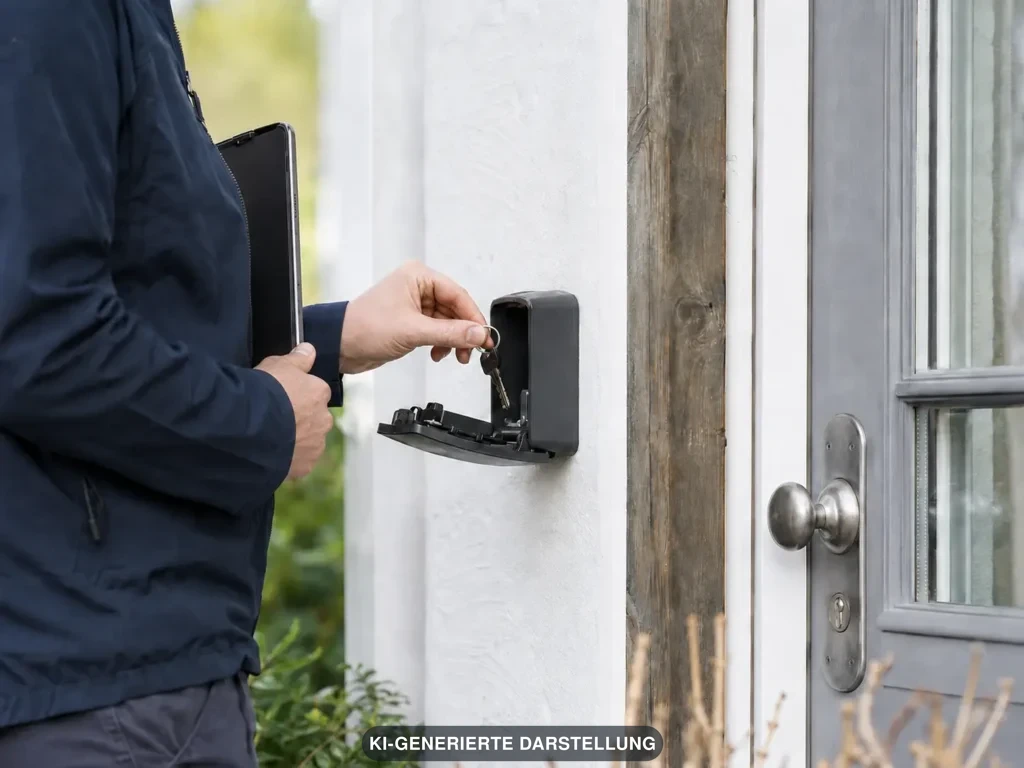 Symbolbild - Dokumentierte Schlüsselentnahme aus einem Schlüsseltresor – Szene komplett KI-generiert